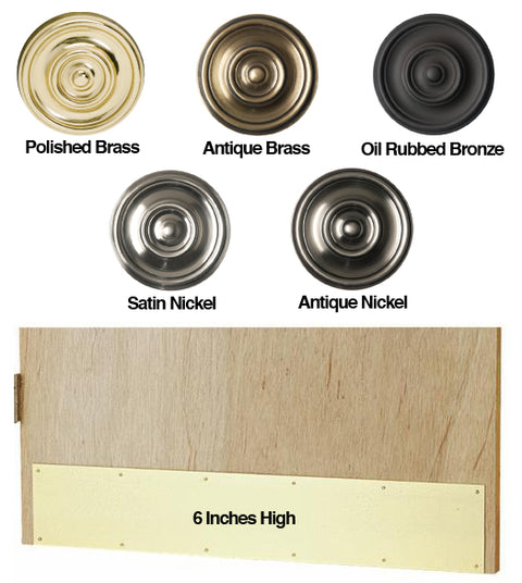 6 inch High Solid Brass Door Kick Plates