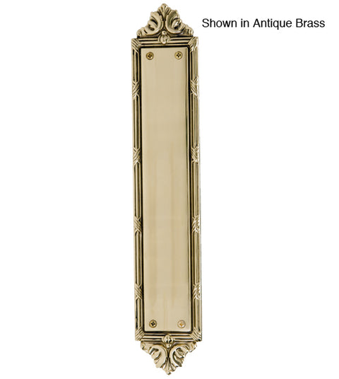 Ribbon and Reed Solid Brass Push Plate, Brass Accents A05-P7230