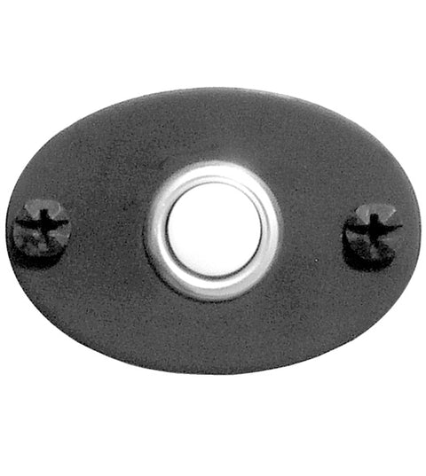 Doorware.com Black Iron Oval Bell Button, Acorn AMQBP
