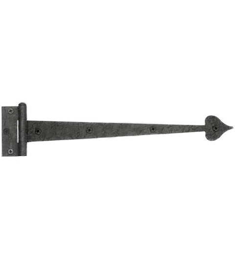 13 Inch Heart Tip Heavy Rough Iron Strap Hinge, Acorn RI6BP