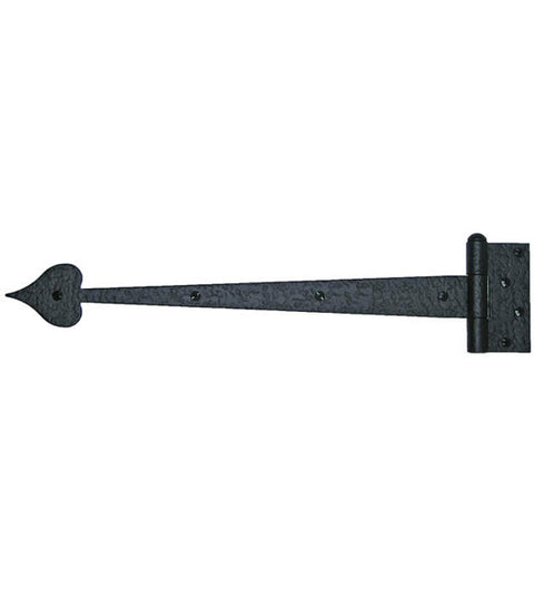 17 Inch Heart Tip Heavy Rough Iron Strap Hinge, Acorn RI7BP
