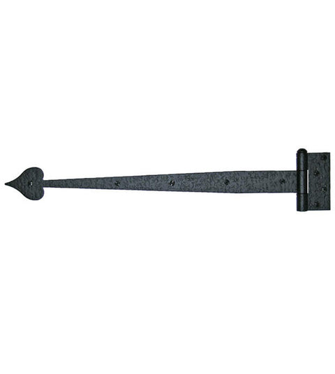 20-1/2 Inch Heart Tip Heavy Rough Iron Strap Hinge, Acorn RI8BP