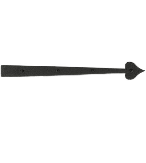 14 Inch Heart Tip Rough Iron Dummy Strap Hinge, Acorn RIDBP