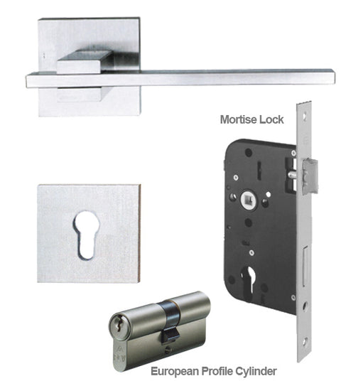 Doorware.com Stainless Steel European Mortise Lock Entry Leverset, AHI SIG203-EU1x56