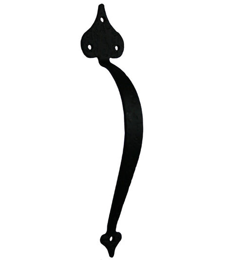 11 Inch Black Iron Heart Door Pull, Acorn RPKBP