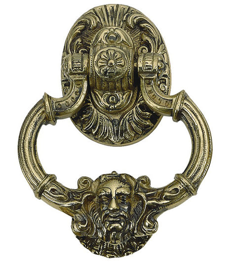 Neptune Gothic Door Knocker, Brass Accents A04-K5060
