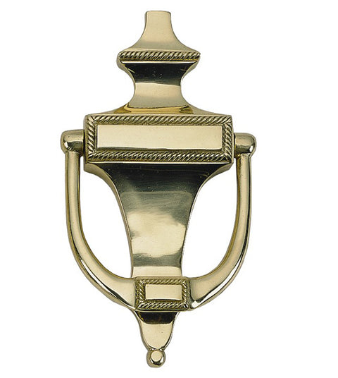Solid Brass 6-1/2 Inch English Rope Door Knocker, Brass Accents A06-K0400