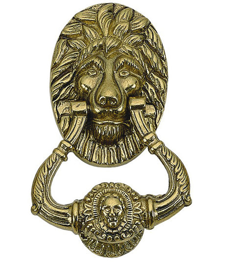 7-1/2 Lion Door Knocker, Brass Accents A07-K5000
