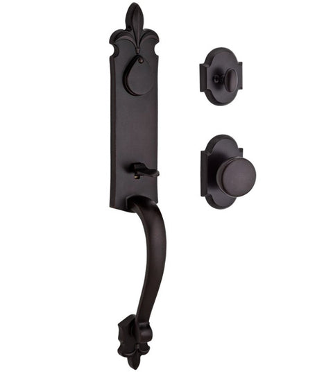 Doorware.com Fleur De Lis Cottonwood Handleset with Arched Interior Trim, Baldwin COT-RAR