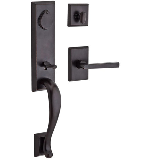 Doorware.com Fairbanks Handleset with Rustic Square Rose, Baldwin FAI-RSR