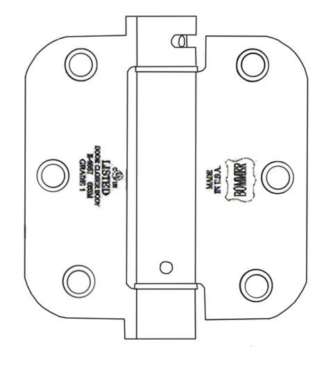 Doorware.com 3-1/2 x 3-1/2 x 5/8 Radius Spring Hinge, Pair, Bommer LB4312-350
