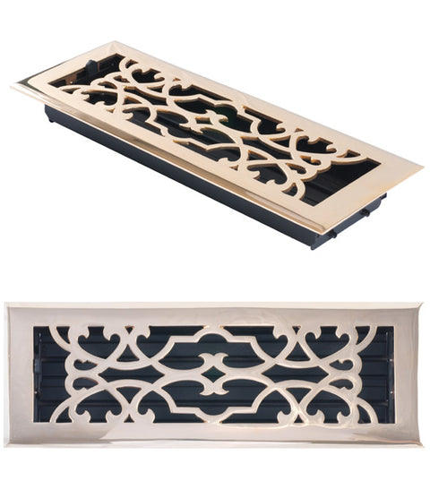 Doorware.com 4 Inch x 14 Inch Victorian Register with Damper, Brass Accents A03-R6414