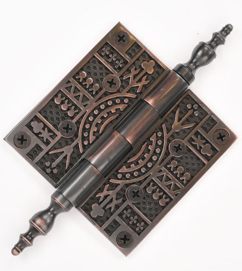 Doorware.com 3-1/2 x 3-1/2 Eastlake Brass Hinge with Steeple Tips, Brass Accents H07-H554S