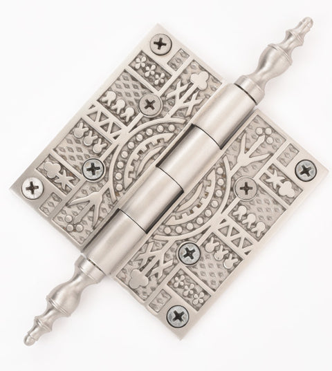 Doorware.com 4 x 4 Eastlake Brass Hinge with Steeple Tips, Brass Accents H07-H555S