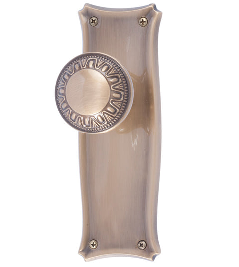 Doorware.com Manhattan Plate with Egg and Dart Knob, Brass Accents D07-K358-EDG