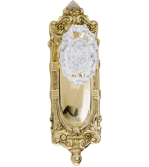 Doorware.com Ornate Victorian Plate with Savannah Knob, Brass Accents D05-K447-SAV