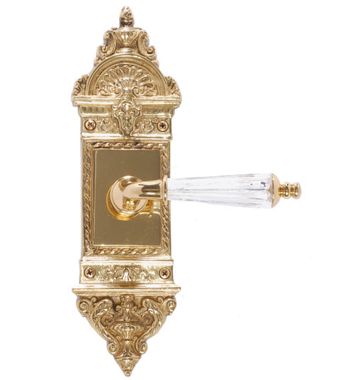 Doorware.com L'Enfant Plate with Crystal Kingsman Lever, Brass Accents D04-K561-KIN