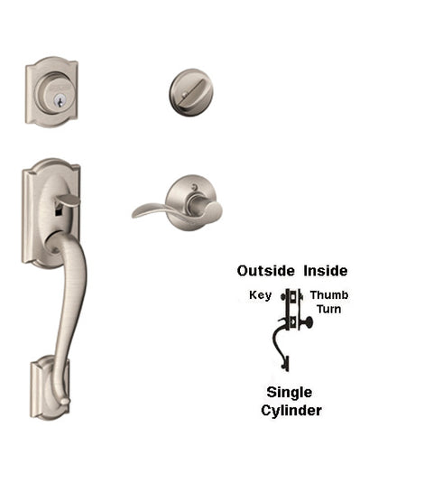 Camelot Single Cylinder Handleset, Schlage F60CAM