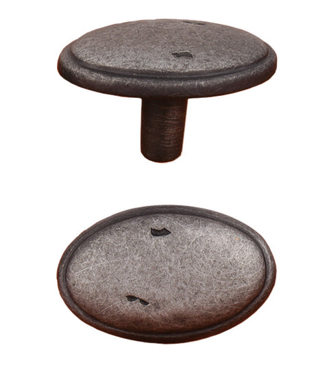 Distressed Oval Cabinet Knob with Ridged Edge, RK International CK-712