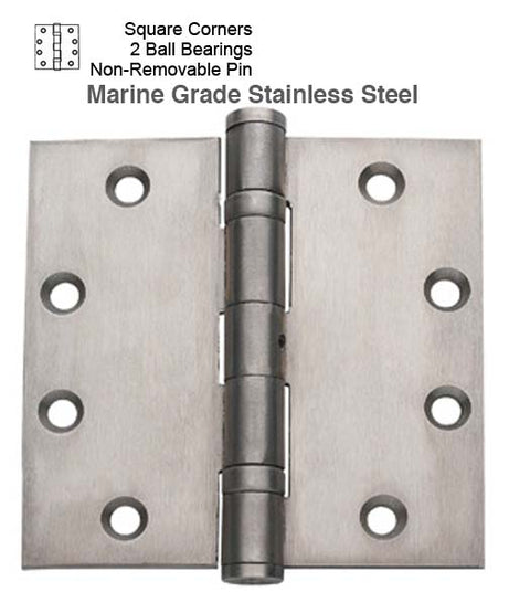 4-1/2 x 4-1/2 Marine Grade Stainless Steel Hinge, Global CS4545BBNRP-316-32D