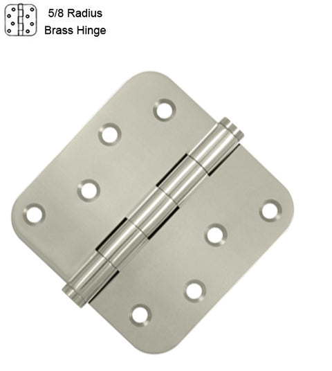4 x 4 x 5/8 Radius Residential Solid Brass Hinge, ZigZag Holes, Pair, DSB4R5x-RZ