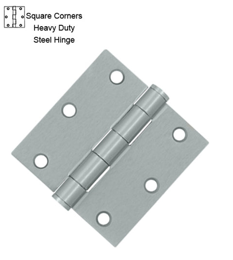 3-1/2 x 3-1/2 x Square Corners Heavy Duty Steel Hinge, Pair, Deltana S35HD
