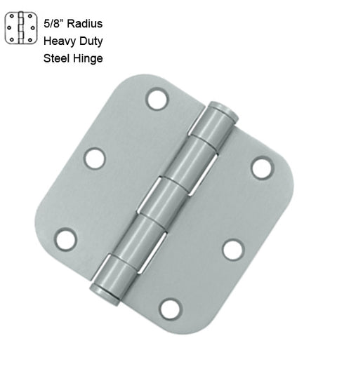 3-1/2 x 3-1/2 x 5/8 Radius Heavy Duty Steel Hinge, Pair, Deltana S35R5HD