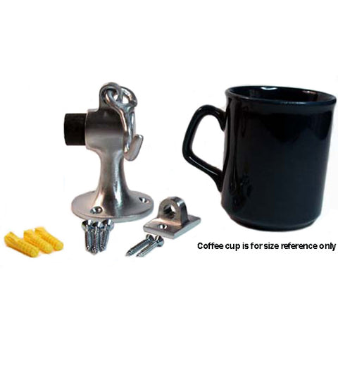 Solid Brass Floor Mount Bumper with Hook, Deltana SAHF358