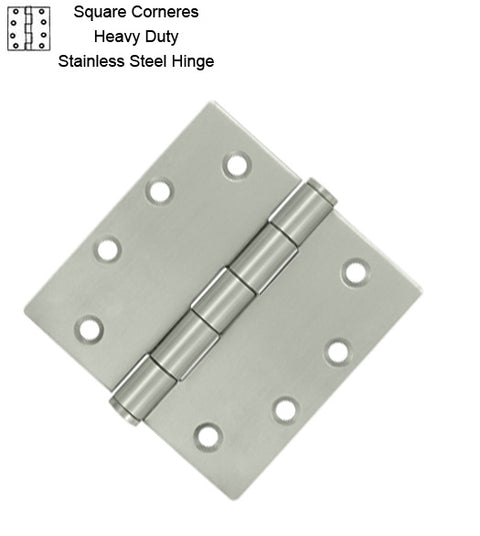 4-1/2 x 4-1/2 x Square Corners Heavy Duty Stainless Steel Hinge, Pair, Deltana SS45U32D