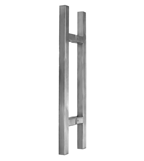 2 Foot Modern Glass Door Handles, Pair, Satin Stainless Steel