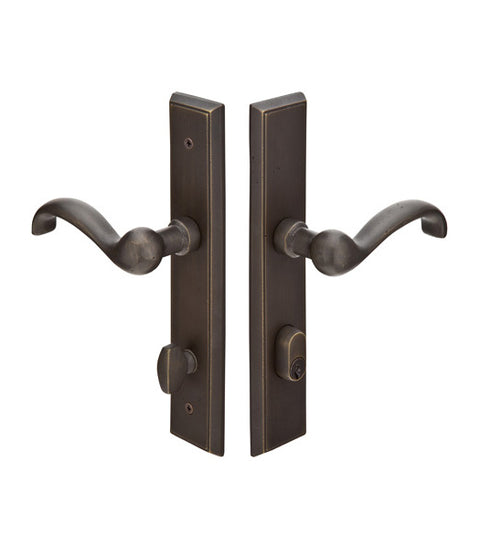 2 x 10 Rectangular American Cylinder Below Handle Multi Point Trim, Emtek 1665