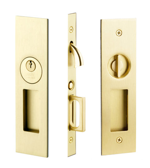 Narrow Rectangular Pocket Door Keyed Entry, Emtek 2153