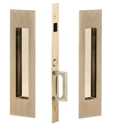 Knurled Narrow Rectangular Dummy Pocket Door Set, Emtek 2196