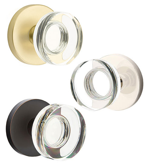 Modern Crystal Disc Knob with Disk Rose, Emtek 5059MDC