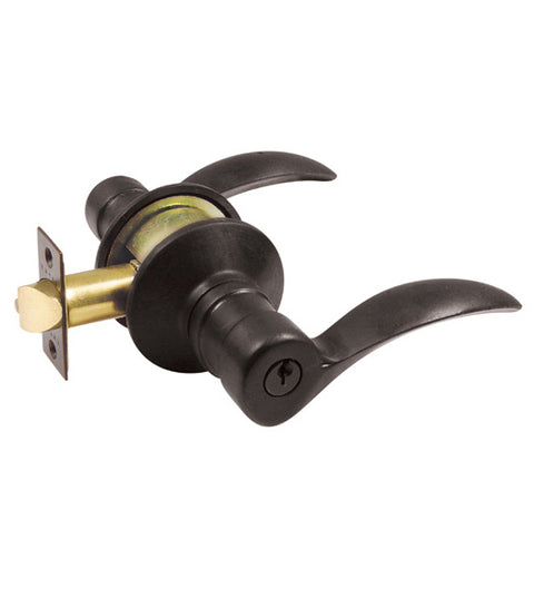 Sandcast Bronze Durango Keyed Entry Lever with Round Rose, Emtek 5102D