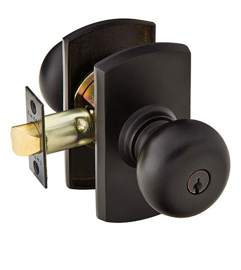 Sandcast Bronze Keyed Winchester Knob with #4 Rosette, Emtek 5114WC