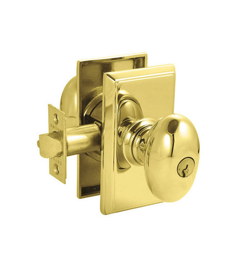 Keyed Egg Knob with with Rectangular Rose, Emtek 5121E