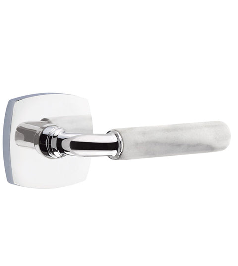 White Marble Lever with Urban Modern Rose, Emtek 5306RAMRWH