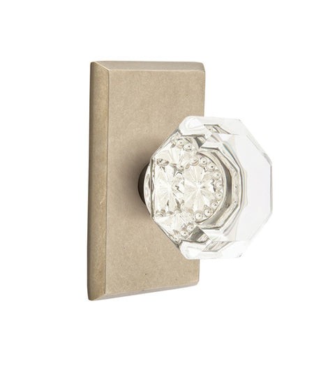Old Town Crystal Knob with Rectangular Rose, Emtek 7054OT