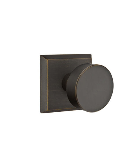 Modern Sandcast Bronze Knobset with Square Rose, Emtek 7061BZRN