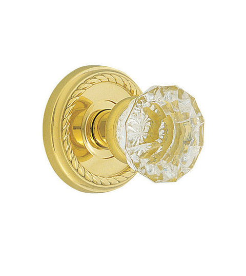 Astoria Clear Crystal Knob with Rope Rosette, Emtek 8051AS