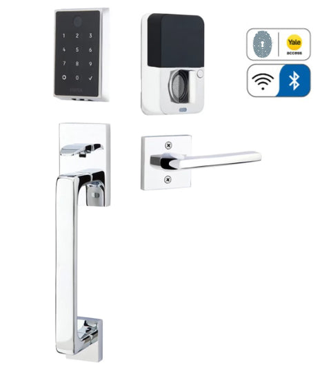 EMPowered 2 SMART Fingerprint Keypad Entry Set with Baden Grip, Emtek EMP21213
