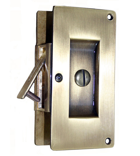 Contemporary Pocket Door Privacy Lock, First Impressions DRB4004BRPVC