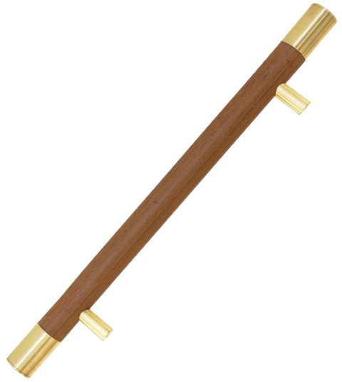 1 Inch Laguna Wood Door Pull with Solid Brass Mounts and Sleeves, First Impressions LOG100SLVSBR