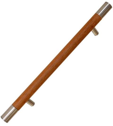 Contemporary 1-1/2 Inch Wooden Door Handle with Stainless Steel End Caps, First Impressions LOG150SL