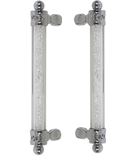 12 Inch Decorative Austrian Crystal Glass Door Pulls, Pair, First Impressions SD-ATL100012SWVSBR