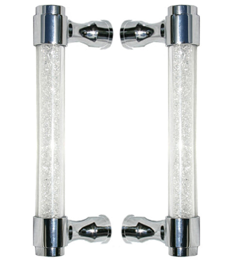 12 Inch Contemporary Bling Glass Door Pull Set, First Impressions SD-ATL05F012