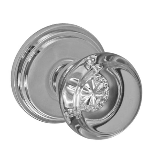 Doorware.com Simple Clear Glass Knob With Stepped Rose, Fusion 29-B1