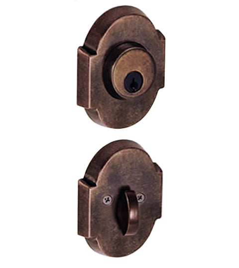 Doorware.com Small Scalloped Sandcast Bronze Deadbolt, Fusion A3