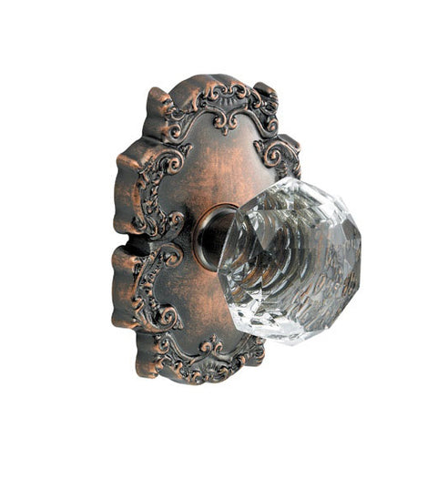 Doorware.com Clear Crystal Knob With Victorian Rose, Fusion 21-C8